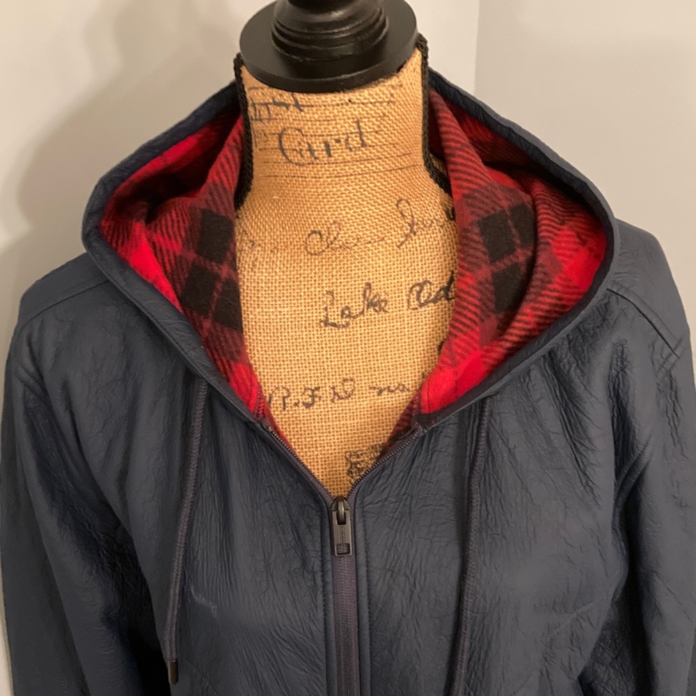 Weatherproof Brand Faux Leather Fleece Lined Hooded Jacket  Women Size M - Picture 2 of 14